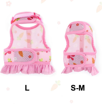 Pink Bunny Harness and Leash, Escape Proof Rabbit Harness and Leash Set, Cute Bunnies Vest Clothes Stuff Accessories - Also Suit for Ferret Kitten Puppy Small Animals, L(Adult Rabbit)