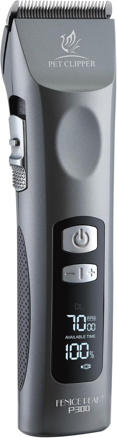 Professional Dog Grooming Clippers with 17H Runtime & Replaceable 440C Blade, 5-Speed Low Noise Electric Dog Shaver for Thick, Matted, Curly Hair, Cordless Clipper for Groomer & Home Use, Grey