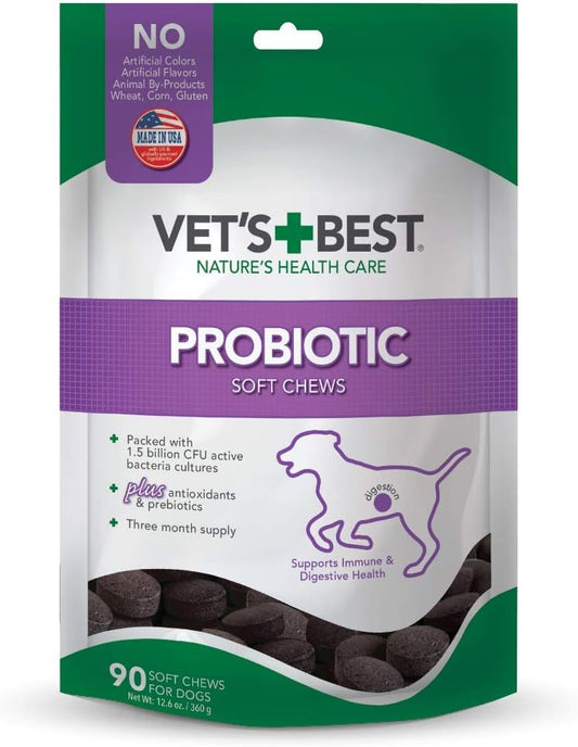 Vet's Best Probiotic Soft Chews Dog Supplement, Supports Dog Digestive Health, Promotes a Healthy Gut, 90 Day Supply
