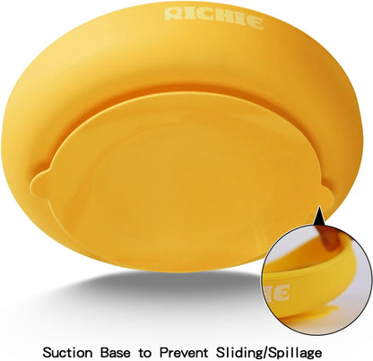 Slow Feeder Dog Bowls with Suction Cups, Silicone Puzzle Bowl for Slow Eating, Pets Slow Feeder Non-Slip Design Dishwasher Microwave Safe for Small Medium Dogs, Yellow