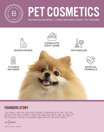 Dog & Cat Conditioner | Moisturizing Hypoallergenic Formula for Soft, Shiny Coat | Sweet Pea & Vanilla | 12oz Bottle - Made in USA - Breedwise