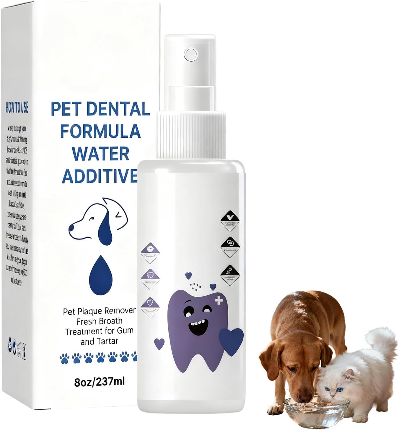 PawBright Dental Plus,Natural Odorless,Flavorless Formula to Fight Tartar,for Dental Water Additive,Promote Healthy Gums & Freshen Breath Easy Daily Use for All Pet