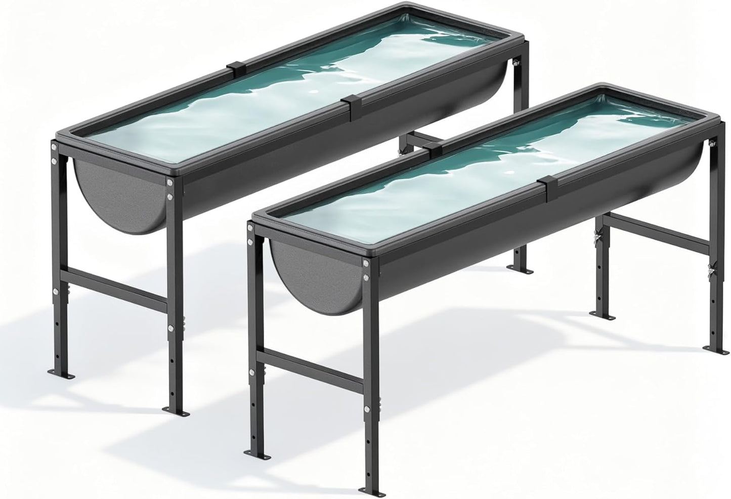 2Pcs Animal Waterer 11 Gallon, Livestock Water Trough with Adjustable Stand, Easy to Assemble and Carry, Feeding Goat, Sheep, Horse, Dog in Farm