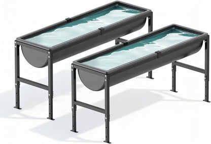 2Pcs Animal Waterer 11 Gallon, Livestock Water Trough with Adjustable Stand, Easy to Assemble and Carry, Feeding Goat, Sheep, Horse, Dog in Farm