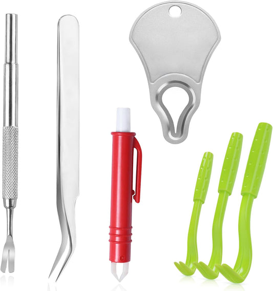 Tick Remover Tool Kit, Stainless Steel Tick Tweezers + Remover Tick Key, 4 Pack Quick & Safe Tick Twister Removal Tools for Dogs Cats Humans