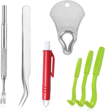 Tick Remover Tool Kit, Stainless Steel Tick Tweezers + Remover Tick Key, 4 Pack Quick & Safe Tick Twister Removal Tools for Dogs Cats Humans