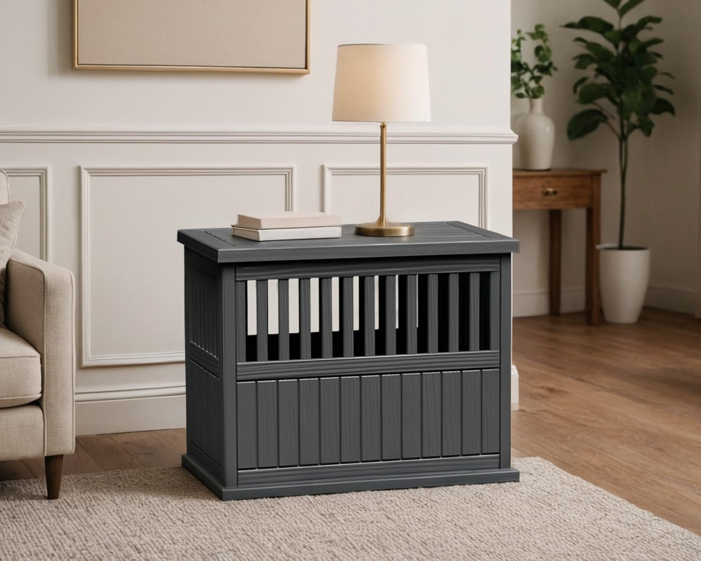 42 Inch Dog Crate Furniture Lockable Dog Kennel Indoor for Large Dogs and Medium Heavy Duty Pet Crate Decorative Pet Cage End Table, Black