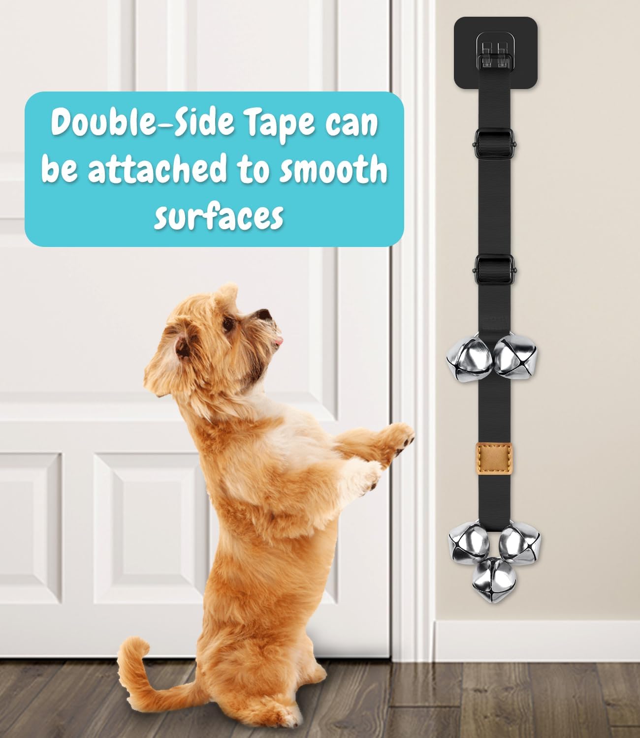 COOYOO Dog Doorbells, Adjustable Potty Training Dog Bells, Upgraded for Training Your Puppy The Easy Way, Premium Quality Housetraining Hanging Bell-5 Extra Large Loud 1.5 DoorBells