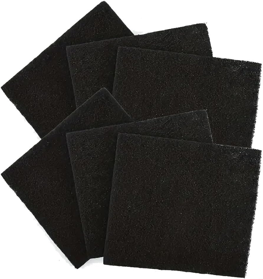 6PCS Activated Carbon Air Purification Deodorant Filter for Cat Litter Box, 6in x 6.5in, Black