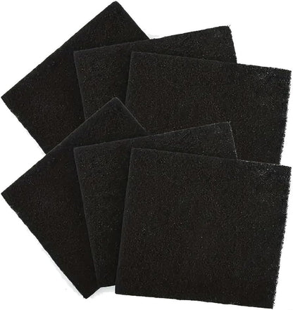 6PCS Activated Carbon Air Purification Deodorant Filter for Cat Litter Box, 6in x 6.5in, Black