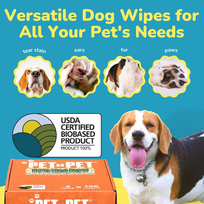 Pet N Pet 1080 Counts Green, Lavender Scented Poop Bags for Dogs, 38% Plant Based & 62% PE + 100% Plant Based Dog Wipes for Paws and Butt, 400 Counts Dog Pet Wipes, 8" x 8" Hypoallergenic Wipes