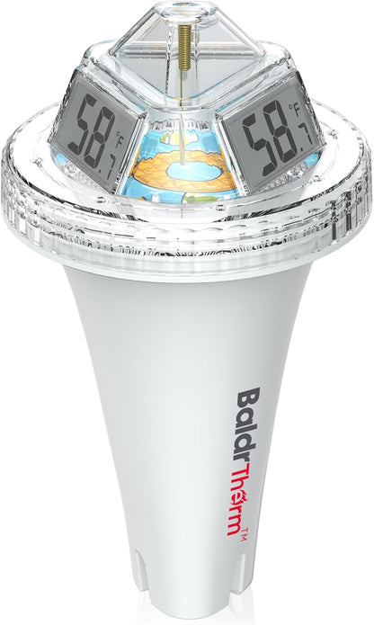 BaldrTherm Digital Floating Pool Thermometer, Anti-Fog Design with 360° Visibility, IPX7 Waterproof Water Temp Monitor for Swimming Pools, Hot Tubs, Ice Baths, Spas, Aquariums & Ponds