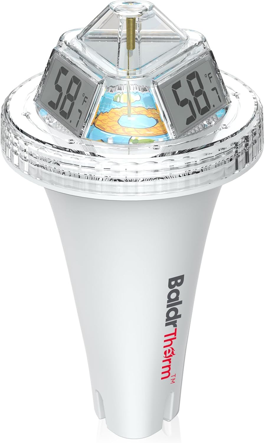 BaldrTherm Digital Floating Pool Thermometer, Anti-Fog Design with 360° Visibility, IPX7 Waterproof Water Temp Monitor for Swimming Pools, Hot Tubs, Ice Baths, Spas, Aquariums & Ponds