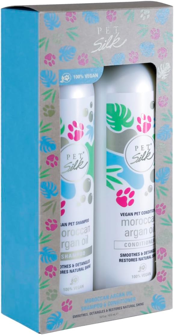 Pet Silk Vegan Moroccan Argan Oil Conditioner, Beneficial for Pets That Have Dry, Sensitive or Dull Coats, Provides Deep Hydration, Nourishment and Improves The Coat, Infused w/Argan Oil (16oz)