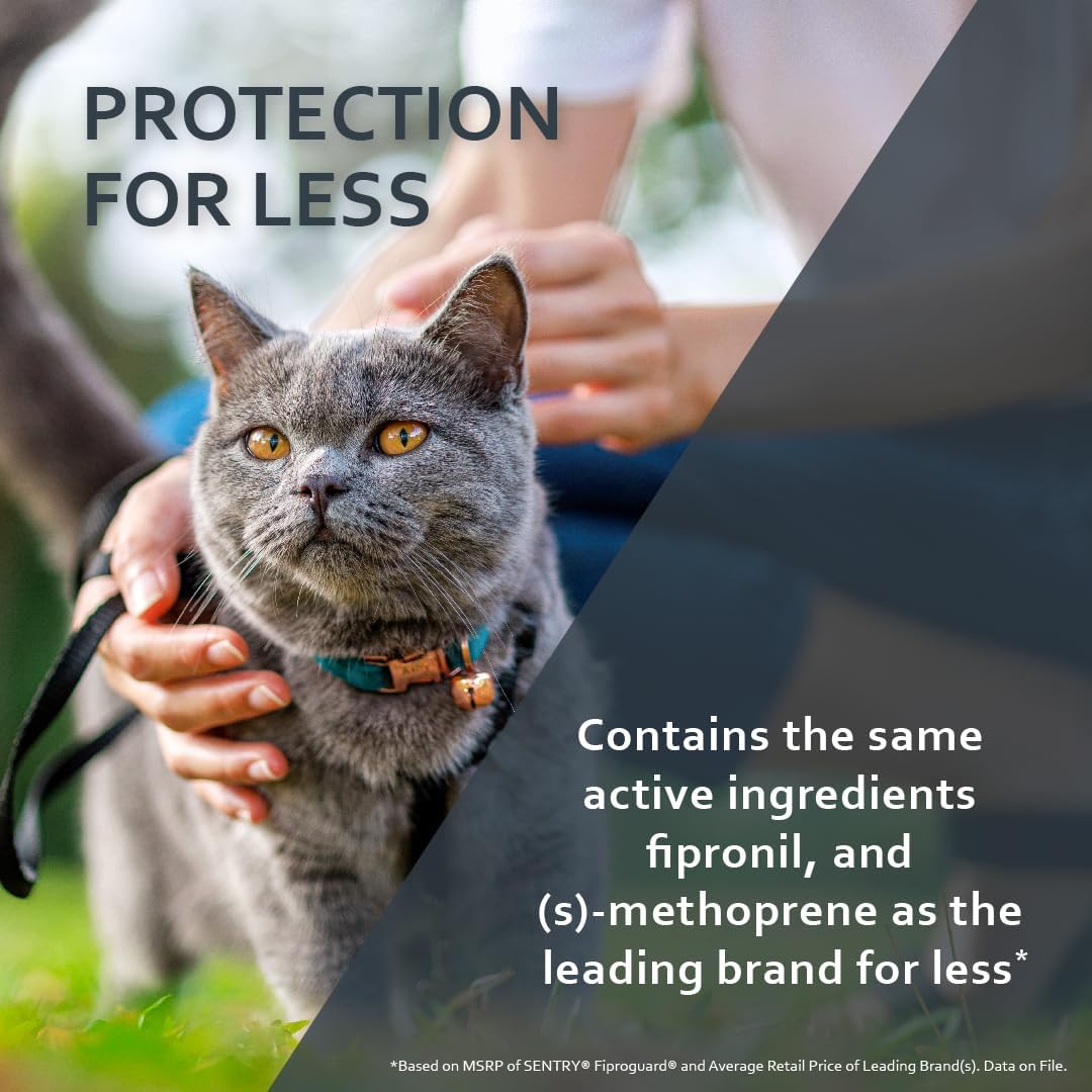 SENTRY Fiproguard Plus for Cats, Flea and Tick Prevention for Cats (1.5 Pounds and Over), Includes 3 Month Supply of Topical Flea Treatments