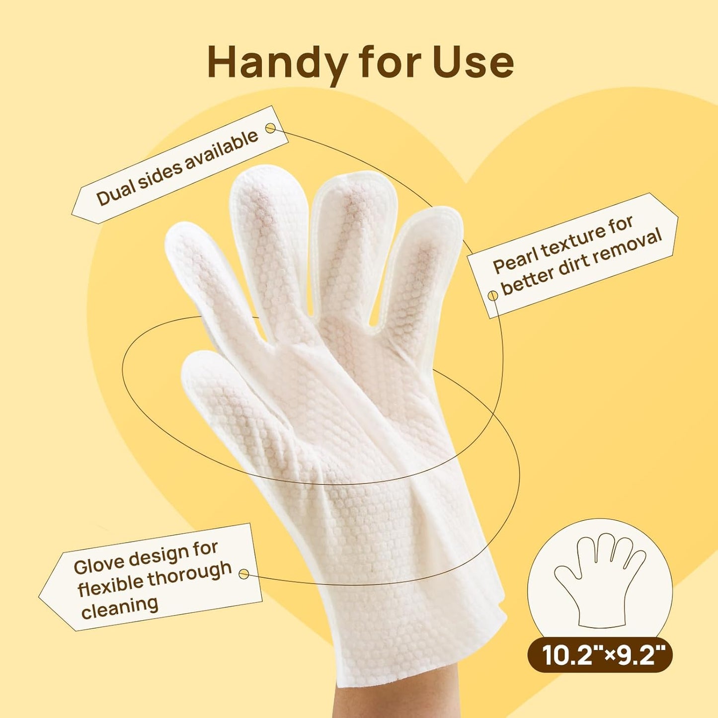HICC PET Cleaning Deodorizing Glove Wipes for Dogs & Cats, Vet Recommended Hypoallergenic Hydrating & Nourish Fur Pet Grooming Glove Wipes, Pet Bathing Wipes for Horse Coat Care,20pcs Coconut Scent