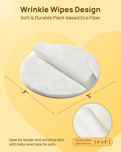 HICC PET Dog Wrinkle Wipes, Gentle Tear Stain Remover & Fold Cleaner, Vet-Approved Wipes for Odor & Itch Relief, Cleans Tail Pockets & Facial Folds for French Bulldogs, Pugs, Shar-PEIS (100 Ct)