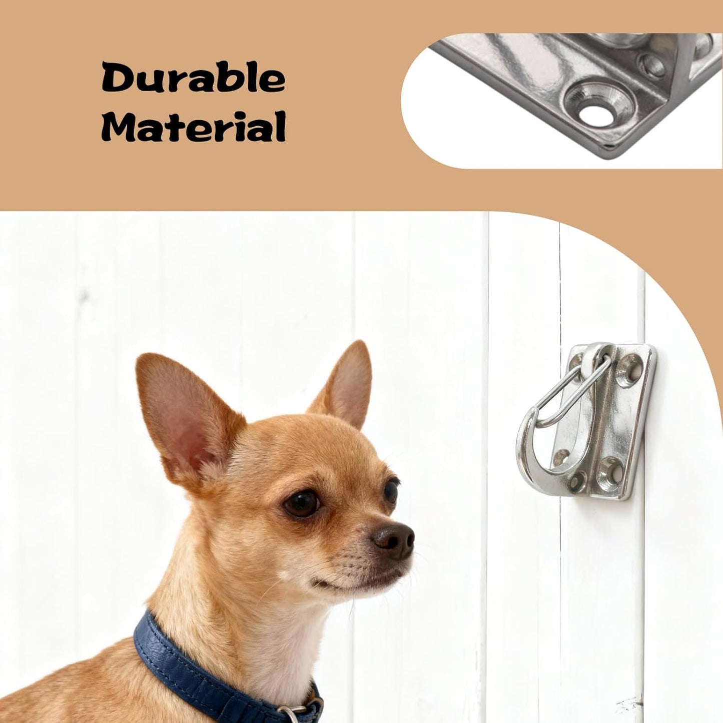 Dog Hooks for Wall, Dog Tie Out in The Yard, Indoor Dogs Leash Hook, Stainless Steel Construction, Perfect for Small, Medium & Large Dogs (2-Pack)
