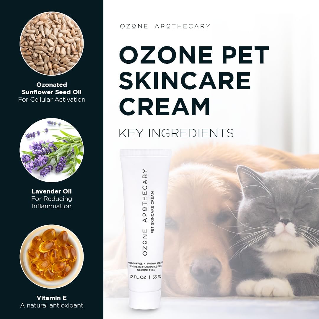 Pet Skin Cream Ozone Oil Infused Skincare Antibiotic-Free (Previously Pet Liniment 10%) Safe for Cats Dogs and All Pets