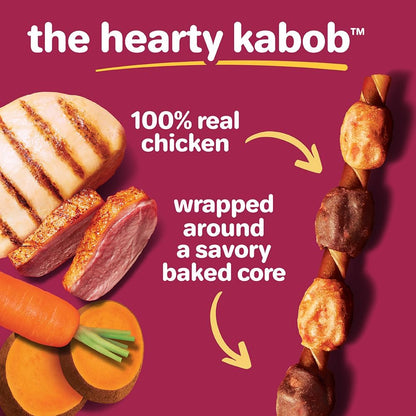 Hartz Oinkies Hearty Kabob Dog Treats with 100% Real Chicken, Duck, Sweet Potato & Carrot, Rawhide-Free, Natural Dog Treats, Highly Digestible Long Lasting Chews, 18 Count