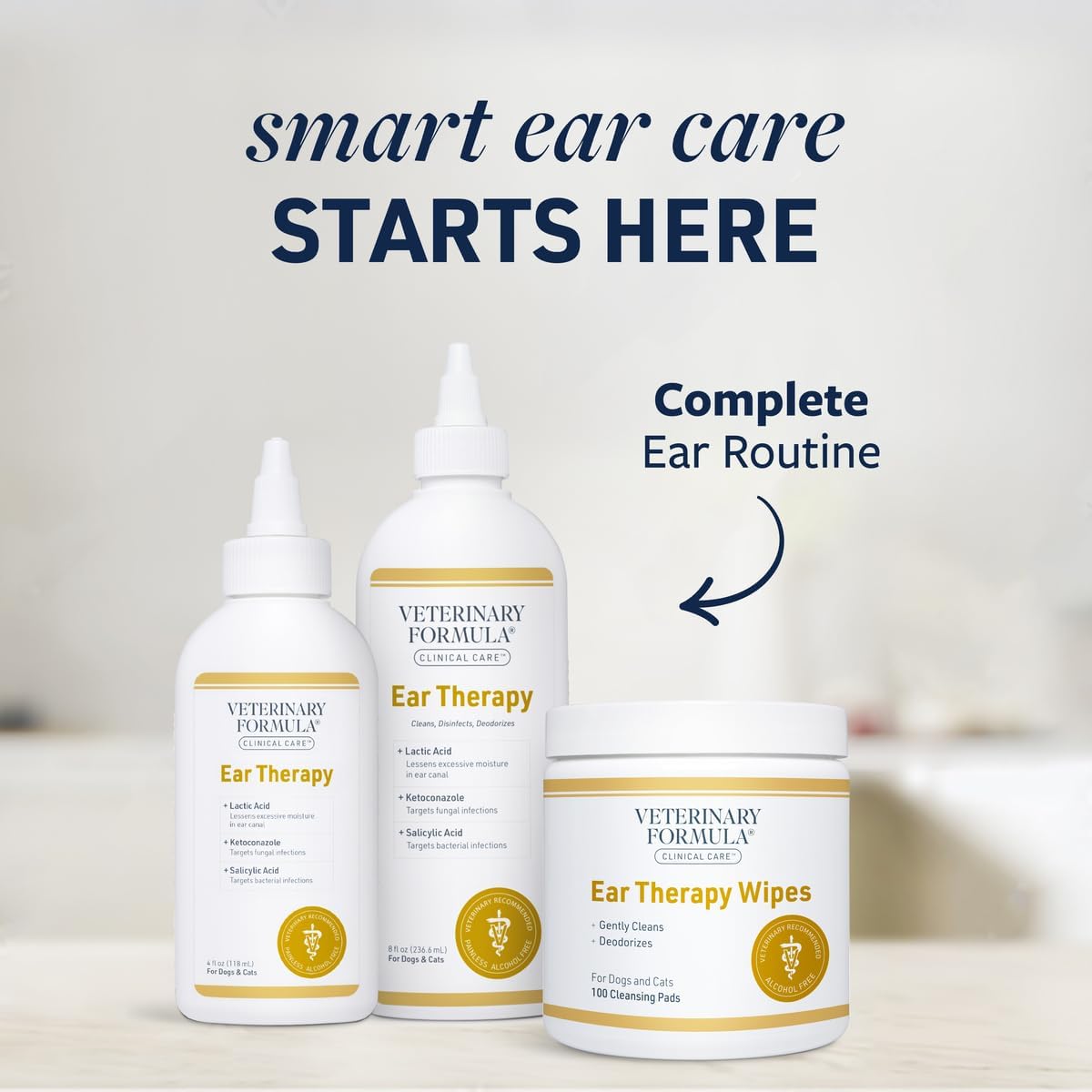 Veterinary Formula Clinical Care Ear Therapy Wipes, 100ct – Cat and Dog Ear Cleaner – Help Relieve Itchy Ears Quickly & Effectively Remove Dirt, Debris, and Foul Odor