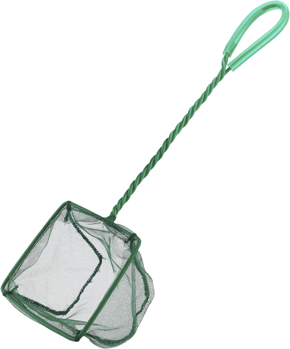 Pawfly Aquarium Fish Net with Braided Metal Handle Square Net with Soft Fine Mesh Sludge Food Residue Wastes Skimming Cleaning Net for Fish Tanks Small Koi Ponds and Pools