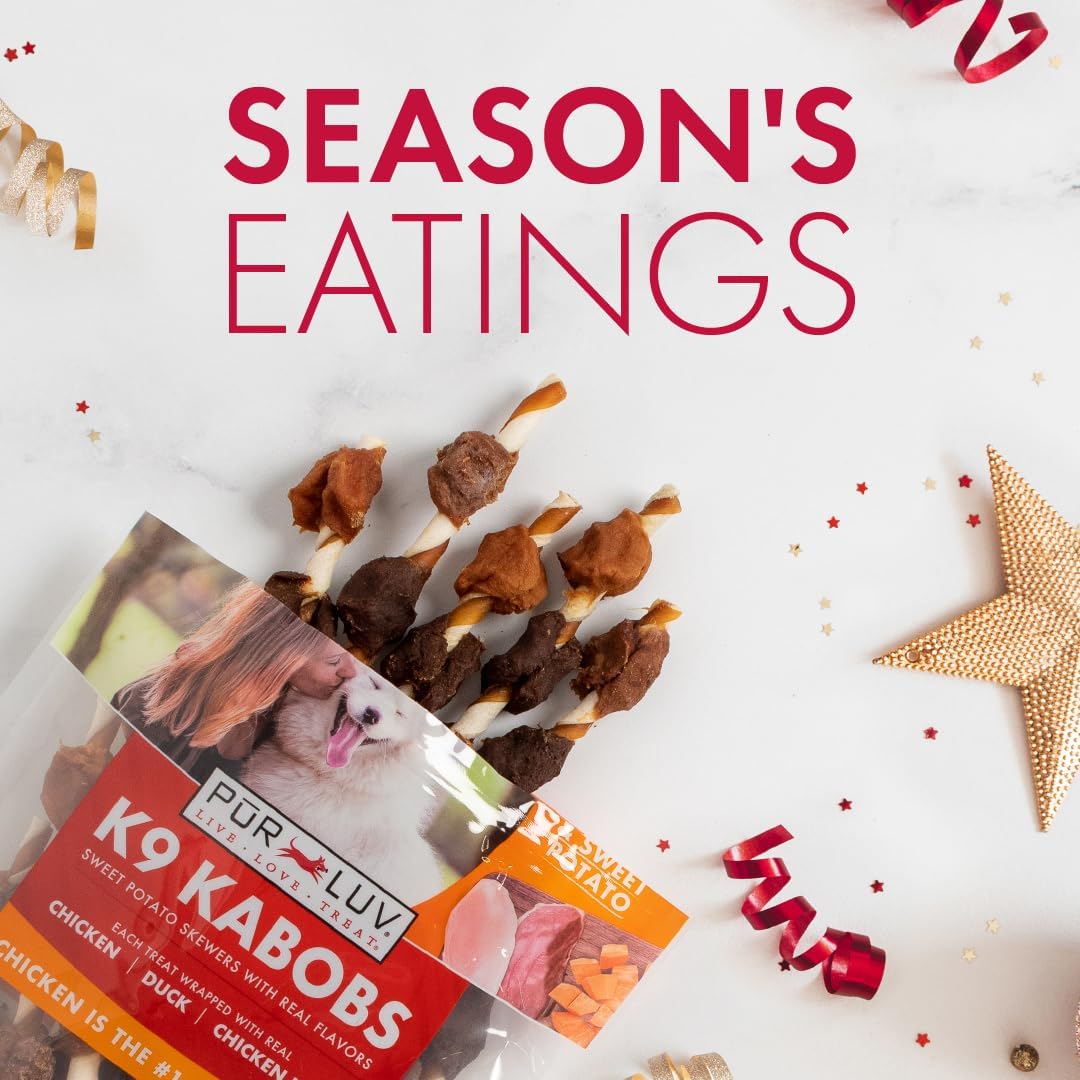 Pur Luv Dog Treats, K9 Kabobs Made with Real Chicken, Duck, and Sweet Potato, 12 Ounces, Dog Snacks, Healthy, Easily Digestible, Long-Lasting, High Protein Treat, Satisfies Urge to Chew