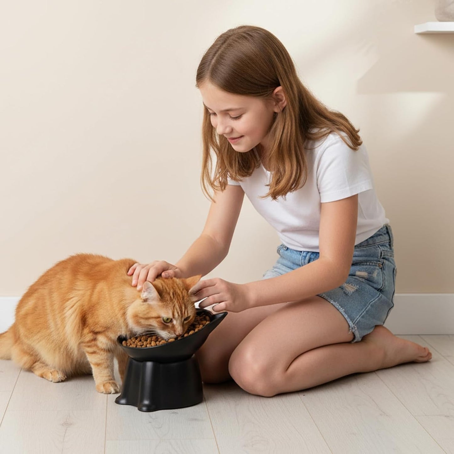 6Pcs Elevated Cat Bowls, 15°Raised Cat Food Bowl, Anti Vomiting Tilted Raised Whisker Friendly Cats Dishes, Plastic Pet Food and Water Bowls for Cats and Small Dogs