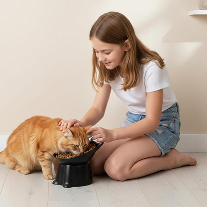 6Pcs Elevated Cat Bowls, 15°Raised Cat Food Bowl, Anti Vomiting Tilted Raised Whisker Friendly Cats Dishes, Plastic Pet Food and Water Bowls for Cats and Small Dogs