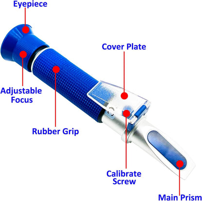 Salinity Refractometer for Aquarium Seawater Fishkeeping Dual Scale Saltwater Refractometer 0-100PPT & 1.000-1.070 Salinity Tester Hydrometer with Automatic Temperature Compensation