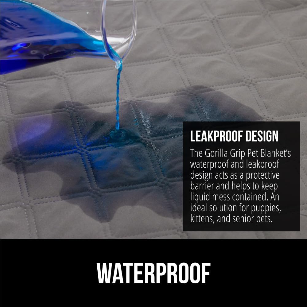 GORILLA GRIP Waterproof Dog Blanket, Couch Cover for Dogs Washable, Protects Sofa, Furniture, Crate, Car, RV Essentials Pet Supplies, Tear and Slip Resistant Leakproof Cushion Cover, 30x70 Charcoal