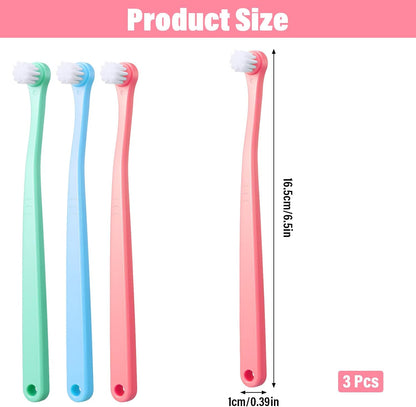 3 Pack Toothbrush for Small Dogs, Mini Pet Toothbrush for Teeth Clean, Soft Cat Tooth Brush for Puppy, Kitten, Other Small Pets(Pink, Blue, Green)