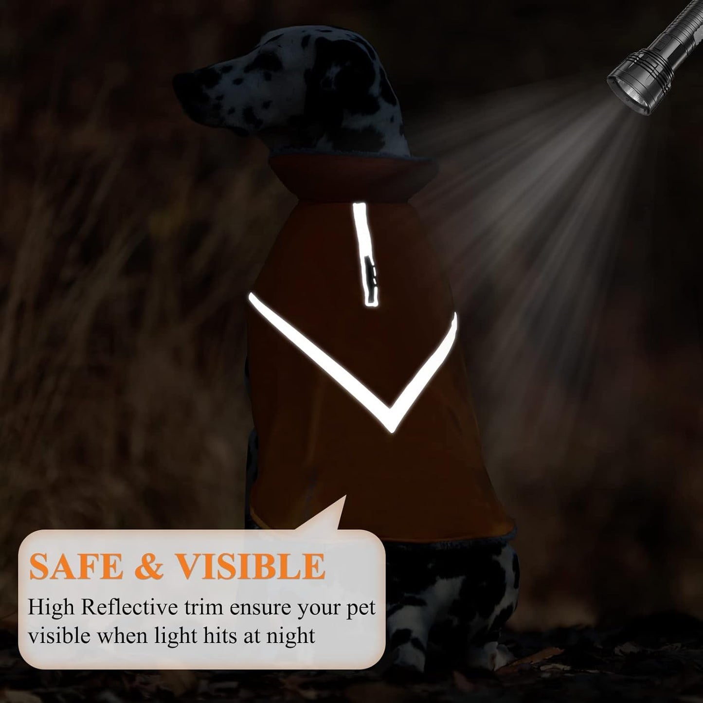 VIVAGLORY Hands Free Dog Leash + Dog Coat, Running Waist Leash with Belt for Running Walking, Warm Fleece Lined Reflective