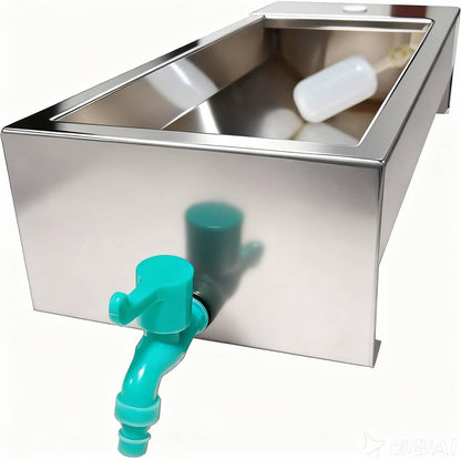 Automatic Livestock Water Trough Animal Stainless Steel Larger Automatic Waterer with Float Valve Kit for Goat Cattle Horse Hog Pigs Dog Water Dispenser Outdoor,22"L x8.6"W x 5.1"H,3 Gallons