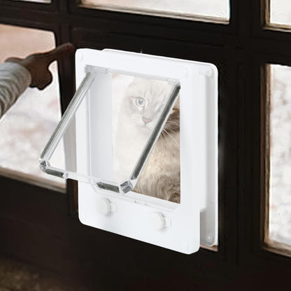 Wall Mounted Pet Door - 4 Locking Modes Insert for Dad Cat, Flap Door Outside Inside | Secure Entry for Wall Window Indoor Outdoor Use, po