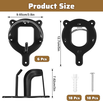 6 Counts Horse Bridle Rack, Metal Bridle Holder with Tubes and Screw, Heavy-Duty Horse Tack Storage Halter Hanger for Tack Room/Horse Blanket Rack/Bridle Holder Wall Mount, Black
