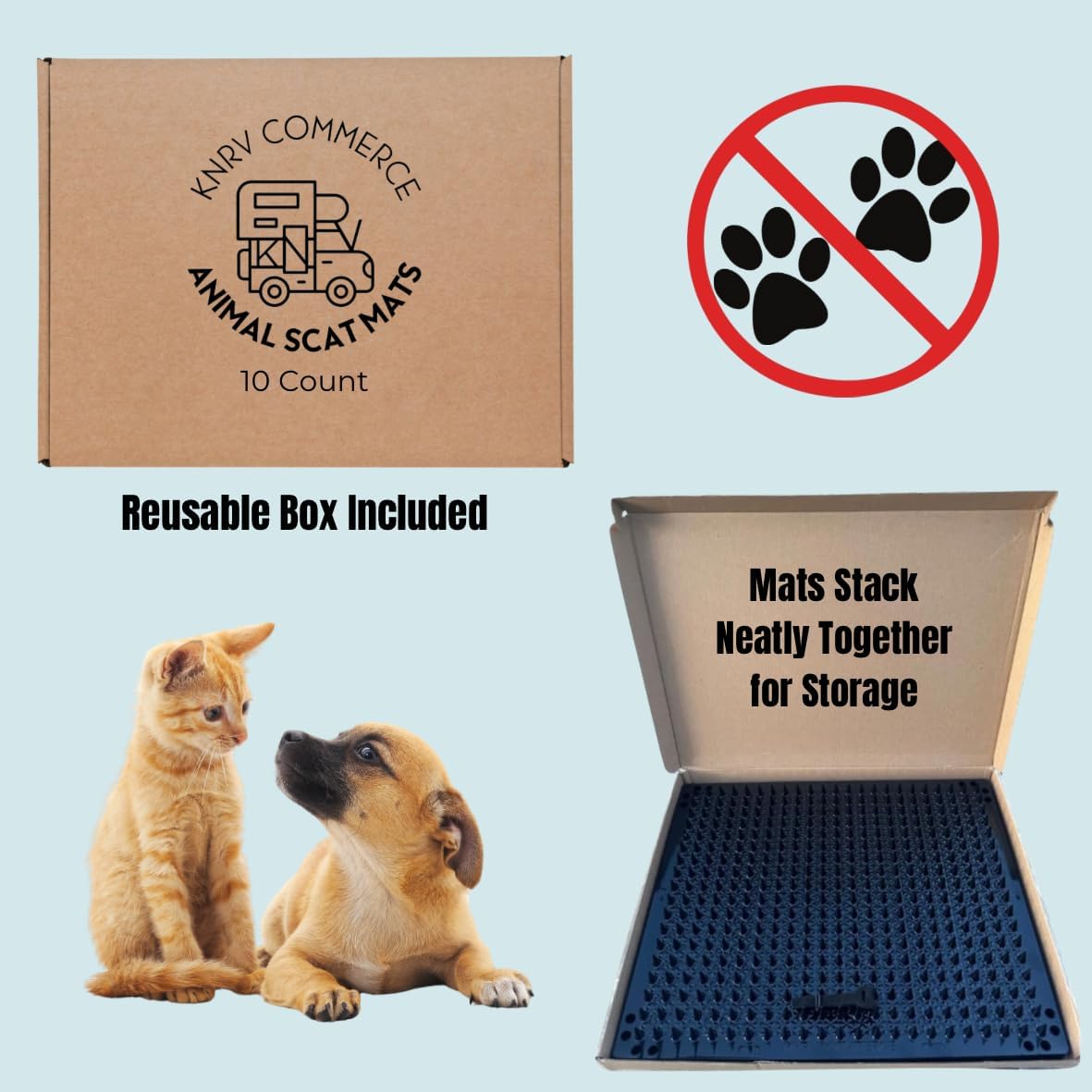 Scat Mats for Dogs & Cats - 10 Pack | Pet Repellent Mats | Keep Dogs Off Couch & Furniture | Keep Off Countertops | Scat Mat for Cats | Deterrent for Pets