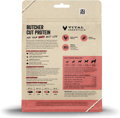 Vital Essentials Freeze Dried Raw Dog Food Variety Pack, Complete & Balanced Whole Animal Protein, Beef & Chicken & Turkey Mini Nibs 5.5 oz