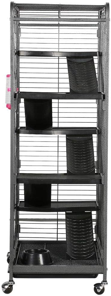 Yaheetech 52-inch Ferret Cage 6 Level Metal Rat Cage with 3 Front Doors/Feeder/Wheels Small Animal Cage for Ferret/Chinchilla/Bunny/Rabbit/Squirrel, Black