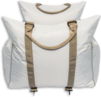 4 Cats & Dogs Marco Travel Pet Bed – Dog Car Seat for Small & Medium Dogs, Waterproof, Faux Fur Cushion, Safety Belt, Washable Cover, Storage Pockets, Booster Seat (Silva, Single Seater 18.5" x 21")