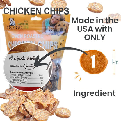 Chicken Chips Dehydrated Single Ingredient Treats for Dogs | Easy Chew | 1" Treat Size Ideal for Dog Training, Especially Puppies (4.0 oz (114g))
