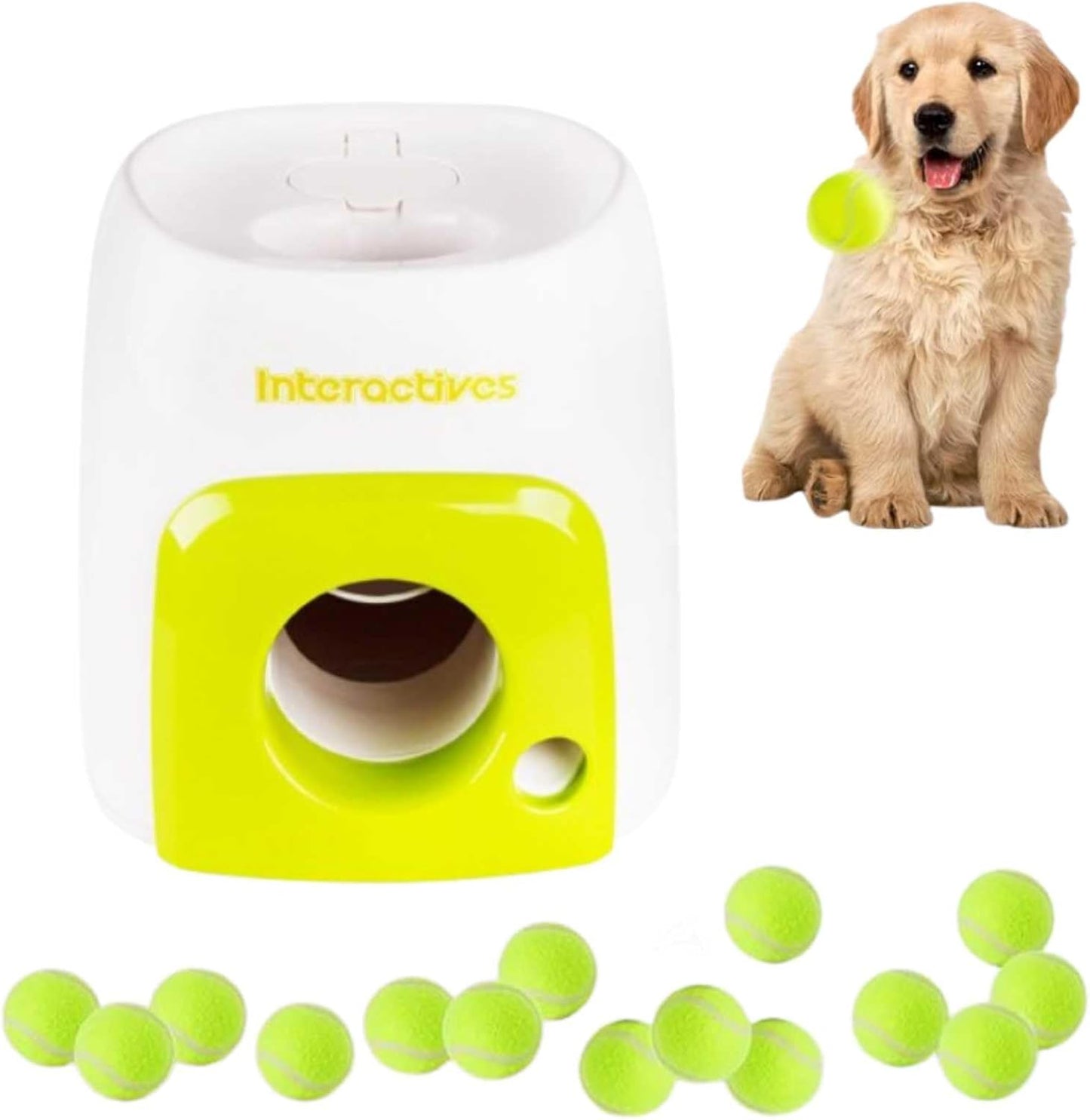 Automatic Dog Ball Launcher, Interactive Tennis Ball Thrower Rechargeable Dog Toy Mental Stimulation Training Game for Indoor Outdoor