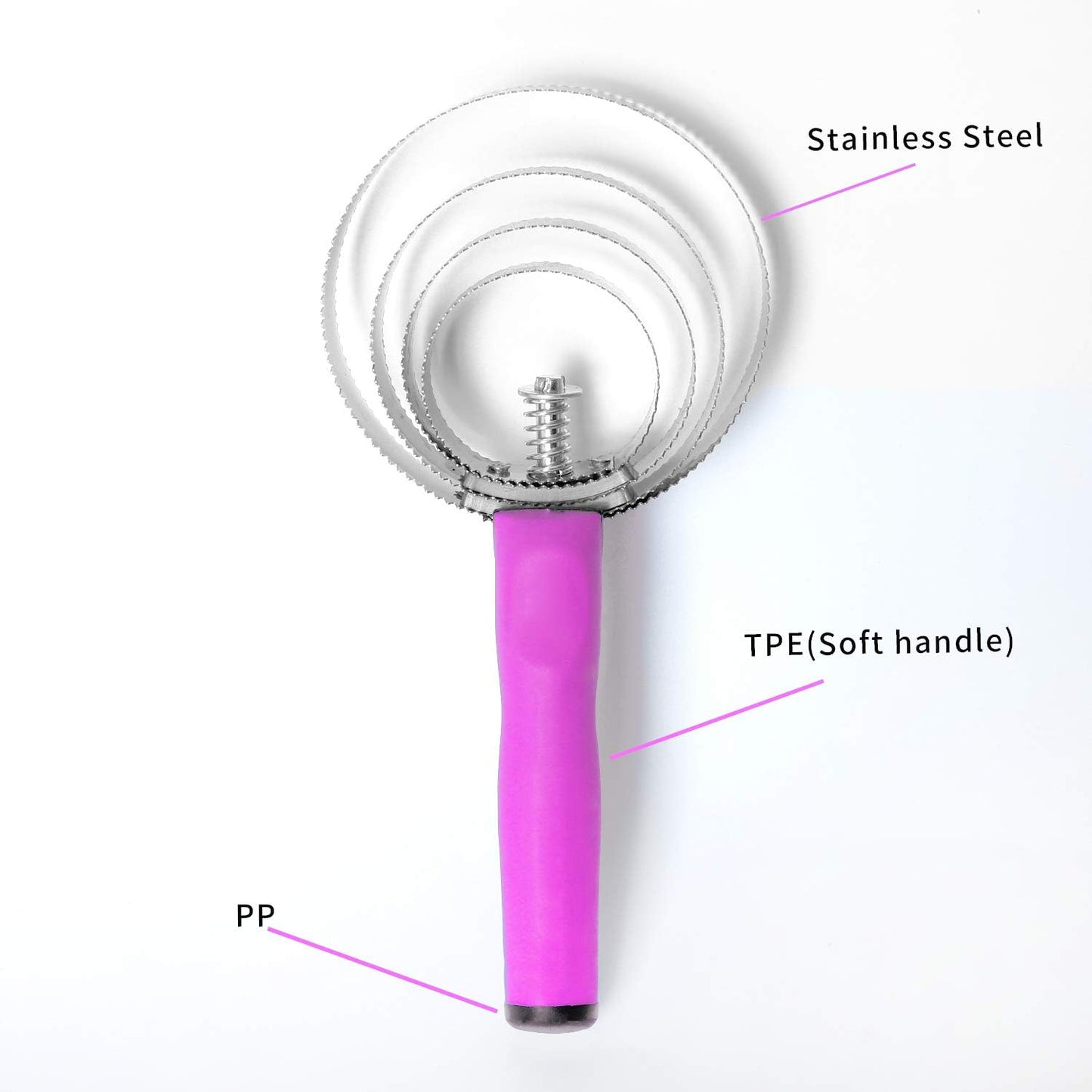 Reversible Stainless Steel Curry Comb with Soft Touch Grip (Pink)