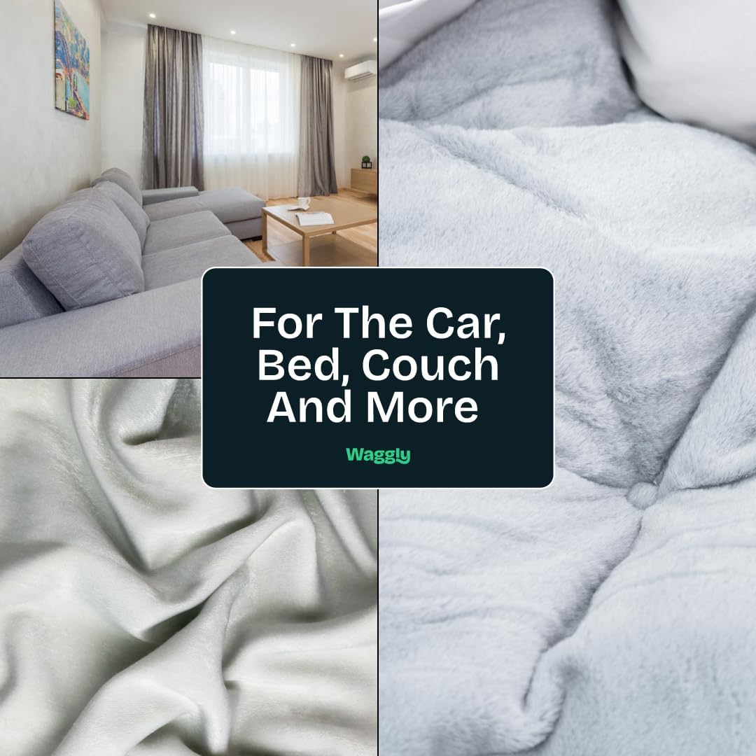 Large Dog Car Seat for Back Seat Travel | Dog Car Bed for Large Dogs with Safety Straps & Cushion Support by Waggly