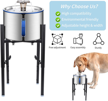 Adjustable Stand for Dog Water Fountains and Pet Slow Water Feeder - Compatible with Automatic Water/Food Dispensers | Width and Height Elevated Holder for Dog Water Bowl Dispenser