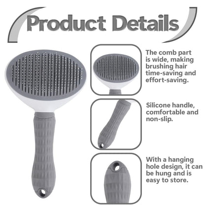Cat Brush for Shedding & Grooming, Self-Cleaning Cat Slicker Brush with Push Button | Gentle Deshedding & Dematting Tool for Short & Long Hair Cats and Dogs | Massaging Pet Hair Remover for Loose Fur