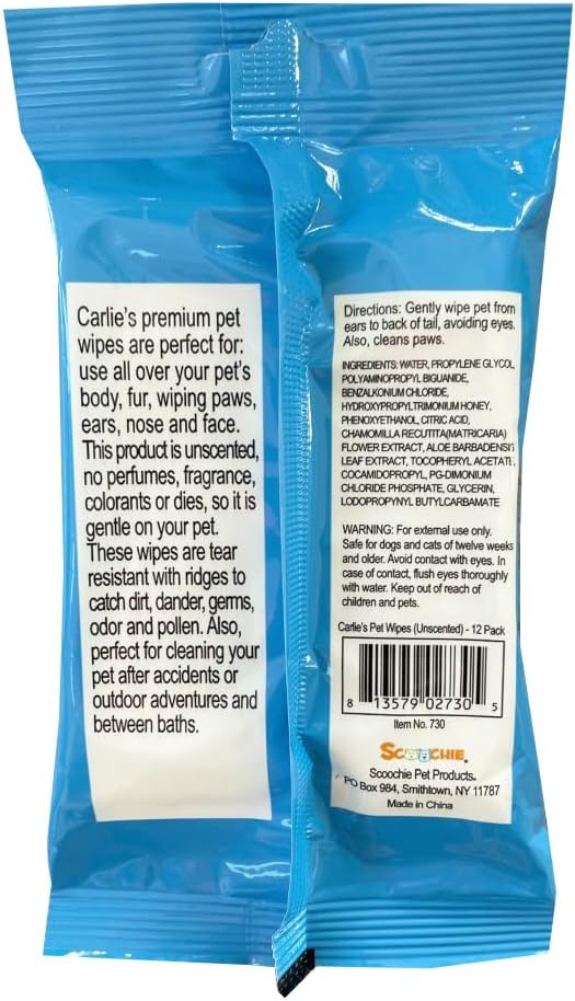 Scoochie pet Carlies Premium Multi Purpose Pet Wipes, Set of 12