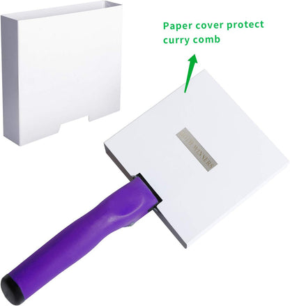 Reversible Stainless Steel Curry Comb with Soft Touch Grip (Purple)