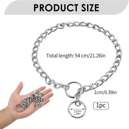 Dog Chain Collar, Stainless Steel Choker Collar with Slip Link Design, Heavy Duty Metal Training for Small Medium Large Breed Dogs Training and Walking Silver 20 Inch Max Neck Size