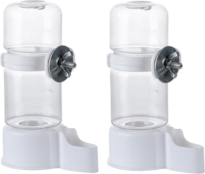 Automatic Bird Feeder and Water Dispenser, 2PCS Cage Accessories for Parrots, Budgie, Lovebirds, Parakeet, Cockatiel - Food Seed and Bottle Drinker (White 140ml)